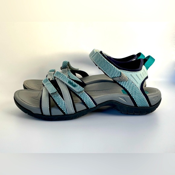 Teva Tirra Shoes - Teva Womens 10 Tirra Sports Sandals in Grey, Light Blue & Teal EUC